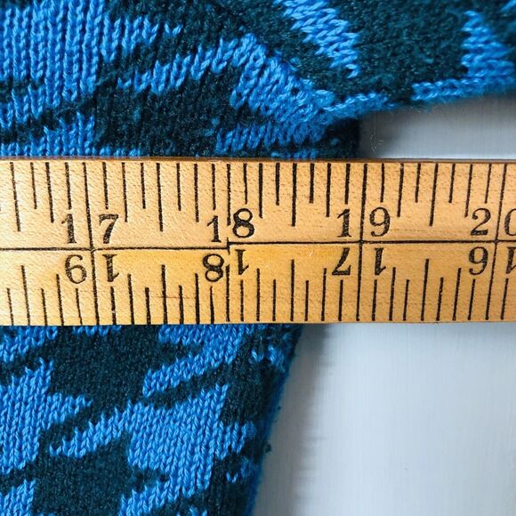 Ann Taylor Sweater Women’s Small Houndstooth Mock Neck Teal & Green Cotton Blend - Picture 11 of 11